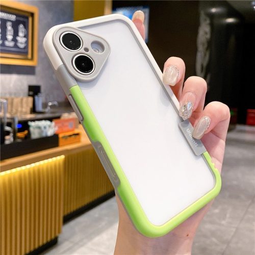 WOLMTT For iPhone 16 Case Hybrid PC+TPU Phone Cover Dual Color Splicing Edge - Yellow+White