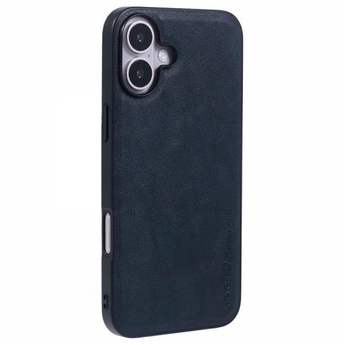 X-LEVEL Bojue-3 Series For iPhone 16 Case Anti-Scratch Leather Coated PC+TPU Back Cover - Blue