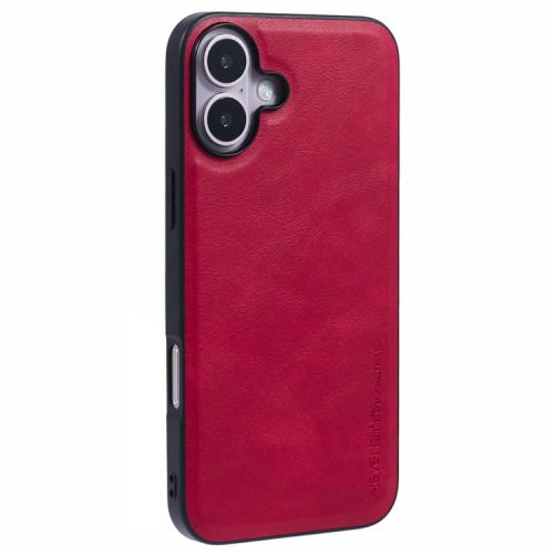 X-LEVEL Bojue-3 Series For iPhone 16 Case Anti-Scratch Leather Coated PC+TPU Back Cover - Red