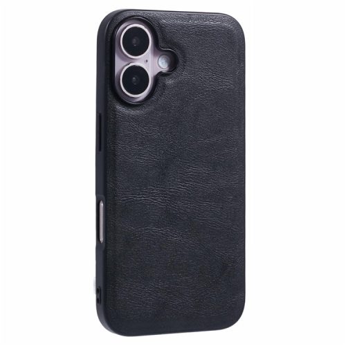 X-LEVEL Bojue-3 Series For iPhone 16 Case Compatible with MagSafe Leather Coated PC+TPU Phone Cover - Black