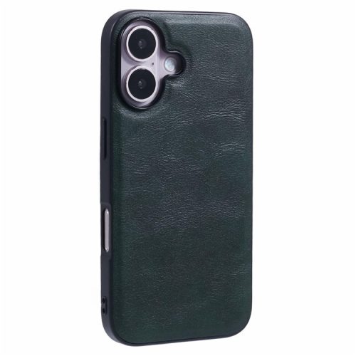 X-LEVEL Bojue-3 Series For iPhone 16 Case Compatible with MagSafe Leather Coated PC+TPU Phone Cover - Midnight Green