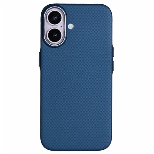 X-LEVEL For iPhone 16 Case Compatible with MagSafe Carbon Nanofiber+Metal Lens Frame Phone Cover - Blue