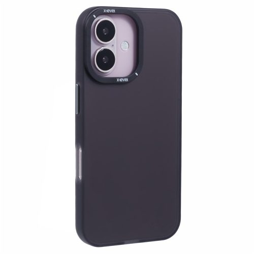 X-LEVEL For iPhone 16 Case Matte Finish PC + TPU Phone Cover - Black