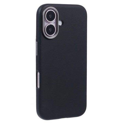 X-LEVEL For iPhone 16 Case PU Leather Hard PC Shockproof Protective Phone Cover - Black