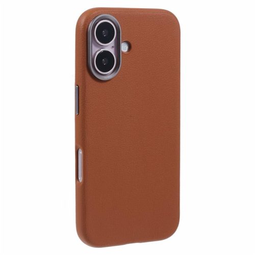 X-LEVEL For iPhone 16 Case PU Leather Hard PC Shockproof Protective Phone Cover - Brown