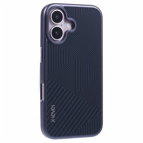 X-LEVEL For iPhone 16 Case Rhombus Splicing Hard PC Shockproof  Phone Cover - Blue