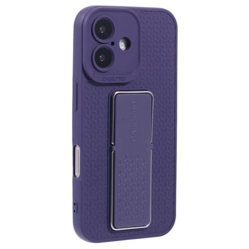 XL Series For iPhone 16 Case Foldable Kickstand TPU Soft Back Phone Cover - Purple