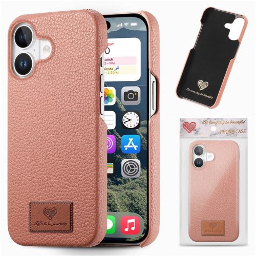 Y5 For iPhone 16 Case Litchi Texture Leather+TPU Slim Phone Cover - Pink