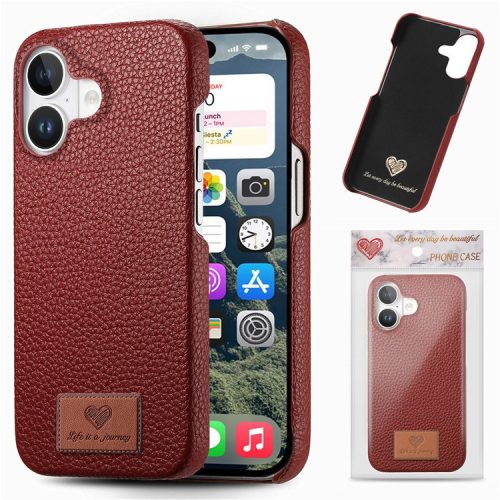 Y5 For iPhone 16 Case Litchi Texture Leather+TPU Slim Phone Cover - Red