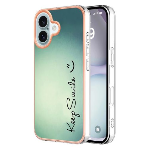 YB IMD Series-16 Style-E For iPhone 16 TPU Case Pattern Printing Phone Back Cover - Keep Smile