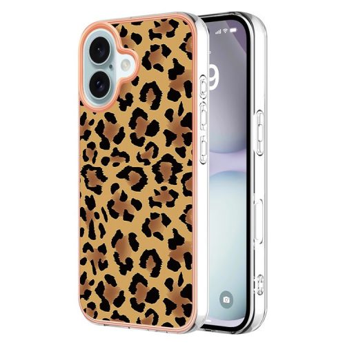 YB IMD Series-16 Style-E For iPhone 16 TPU Case Pattern Printing Phone Back Cover - Leopard Print