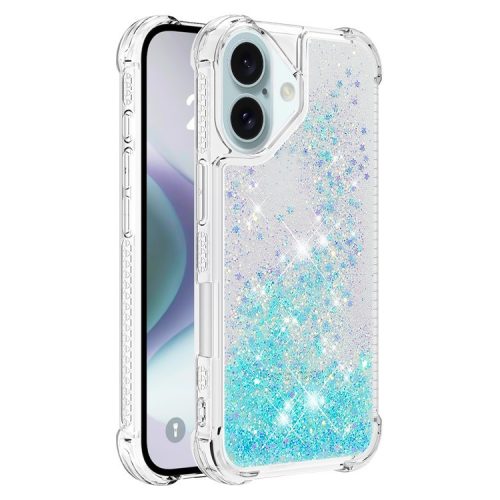 YB Quicksand Series-1 For iPhone 16 Case Glitter Liquid Anti-Drop TPU Phone Cover - Blue  /  Pentagram