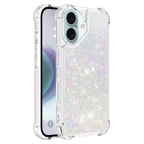 YB Quicksand Series-1 For iPhone 16 Case Glitter Liquid Anti-Drop TPU Phone Cover - Laser  /  Hearts