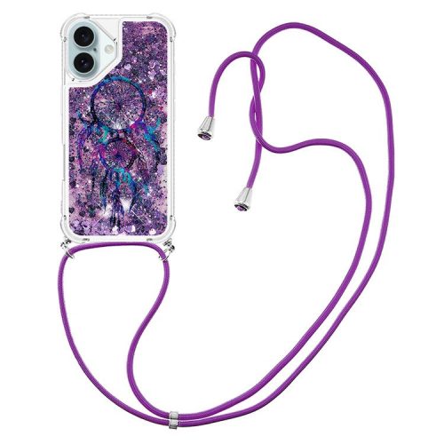 YB Quicksand Series-5 for iPhone 16 TPU Case with Lanyard Pattern Print Phone Cover - Wind Chimes