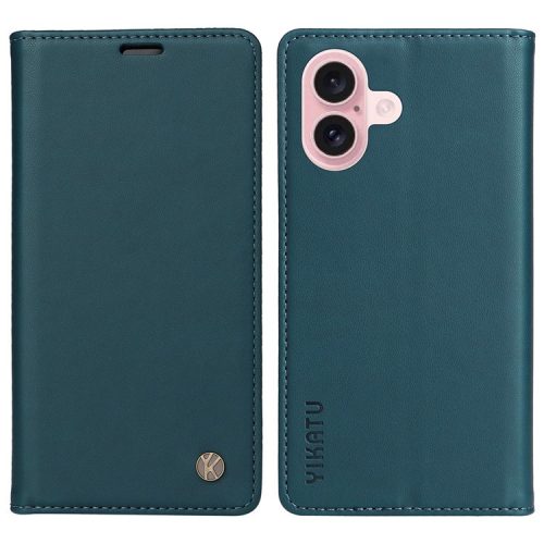 YIKATU YK-001 For iPhone 16 Case PU Leather Stand Wallet Protective Phone Cover - Green