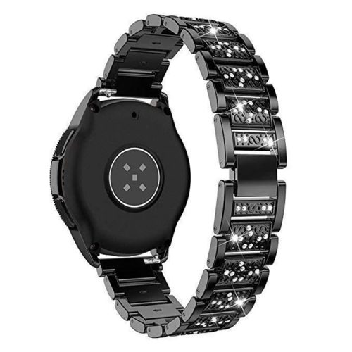 18mm 3-beads Rhinestone Decor Smart Watch Strap Metal Wrist Band for Garmin Venu 2S/Vivoactive 4S - Black