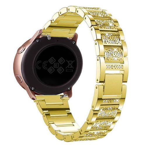 18mm 3-beads Rhinestone Decor Smart Watch Strap Metal Wrist Band for Garmin Venu 2S/Vivoactive 4S - Gold