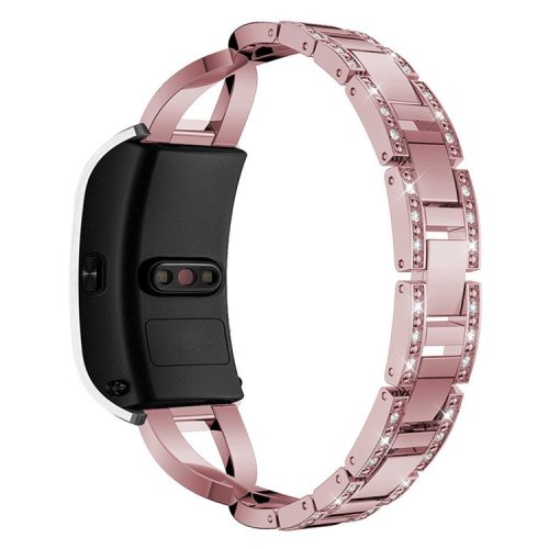 18mm Rhinestone Decor X Design Metal Watch Band Wrist Strap Replacement for Garmin Venu 2S/Vivoactive 4S - Pink