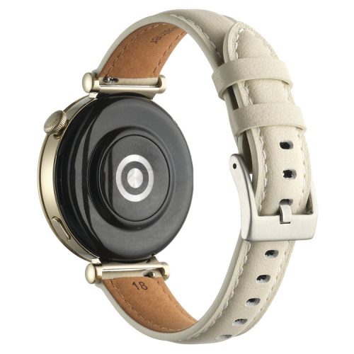 18mm Watch Strap for Huawei Watch GT 4 41mm / Garmin Venu 3S Genuine Cow Leather Watch Band - Beige