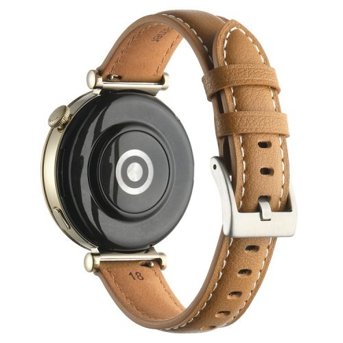 18mm Watch Strap for Huawei Watch GT 4 41mm / Garmin Venu 3S Genuine Cow Leather Watch Band - Brown