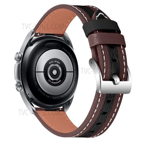 20mm Cowhide Leather Wrist Band for Garmin Venu Stylish Color Splicing Adjustable Replacement Strap - Brown/Black