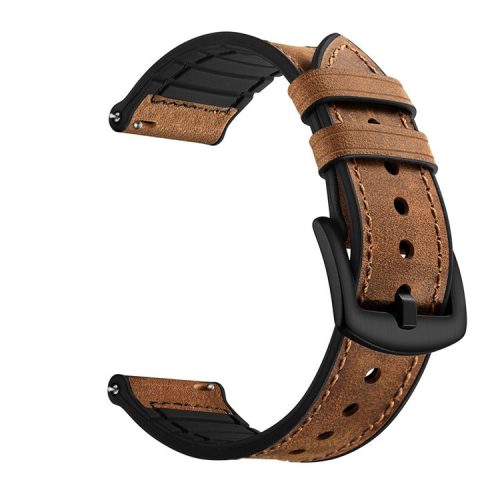 20mm Genuine Leather Coated Silicone Smart Watch Band for Garmin Vivoactive 3/Vivomove HR