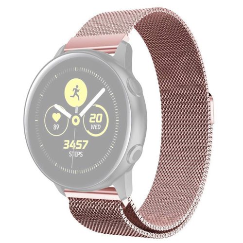 20mm Milanese Stainless Steel Flat Head Watch Band for Garmin Vivomove HR/Vivoactive 3 Music - Pink