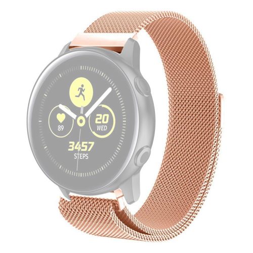 20mm Milanese Stainless Steel Flat Head Watch Band for Garmin Vivomove HR/Vivoactive 3 Music - Rose Gold