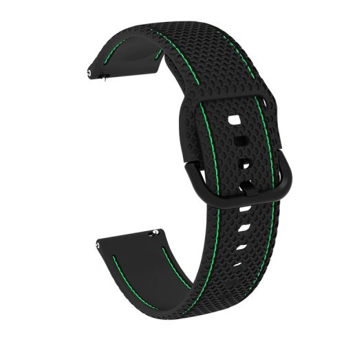 20mm Stitching Line Silicone Watchband Strap Replacement for Samsung Galaxy Watch Active/Active2 40mm/Watch 42mm/Huami Amazfit GTR (42mm)/Garmin vivoactive 3/Huawei Watch GT2 (42mm) - Black/Green