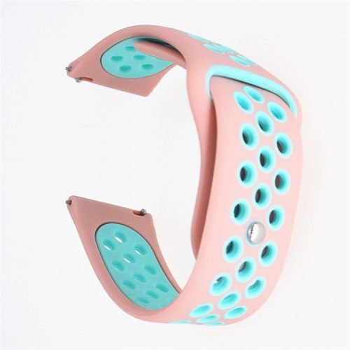 20mm Two-tone Silicone Watch Band for Garmin Forerunner 645 Music /Vivoactive 3/Vivomove HR, Adjustable Watch Strap Replacement - Pink / Cyan