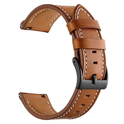 20mm Watch Band for Garmin Venu / Sq / Sq 2 / 2 Plus , Genuine Cow Leather Replacement Straps - Brown