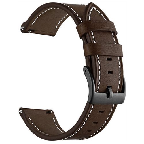 20mm Watch Band for Garmin Venu / Sq / Sq 2 / 2 Plus , Genuine Cow Leather Replacement Straps - Coffee