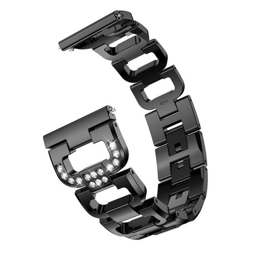 20mm X-shape Rhinestone Decor Alloy Smart Watch Band Strap for Garmin Forerunner 245 - Black