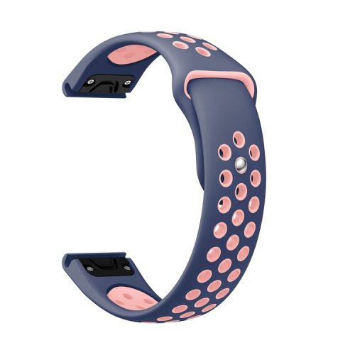 22mm Dual Color Quick Fix Silicone Smart Watch Band for Garmin Forerunner 935/Quatix 5/Fenix 5/Fenix 5 plus/Approach S60 - Blue/Pink Hole