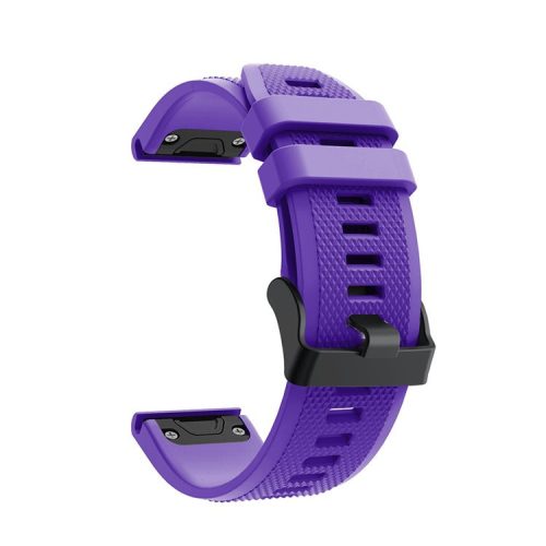 22mm Soft Textured Silicone Watch Band Wrist Bracelet for Garmin Fenix 5 / 5 Plus with Black Buckle - Purple