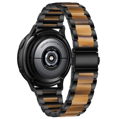 22mm Three Beads Wristband Strap Stainless Steel Fashion Sleek Resin Bracelet for Huawei Watch 3 / 3 Pro / Samsung Galaxy Watch 3 45mm / 46mm / Garmin Venu 2 - Black/Honey