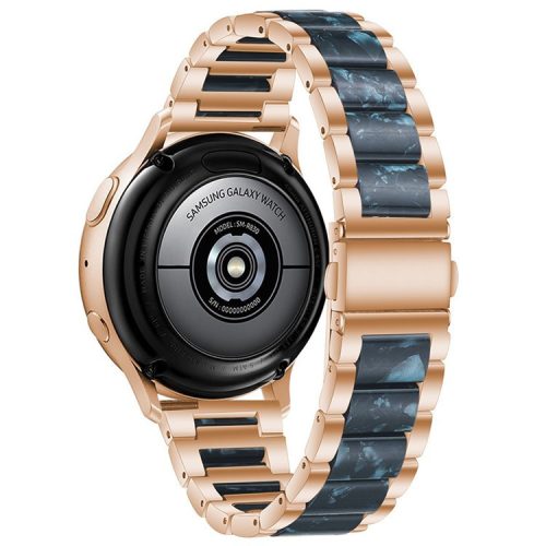 22mm Three Beads Wristband Strap Stainless Steel Fashion Sleek Resin Bracelet for Huawei Watch 3 / 3 Pro / Samsung Galaxy Watch 3 45mm / 46mm / Garmin Venu 2 - Rose Gold/Ink Wash