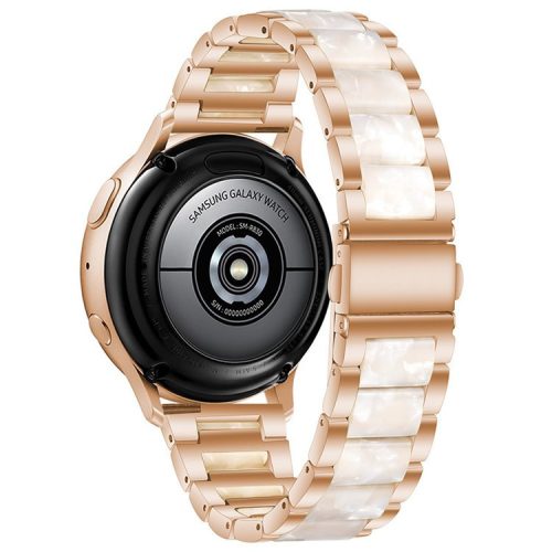 22mm Three Beads Wristband Strap Stainless Steel Fashion Sleek Resin Bracelet for Huawei Watch 3 / 3 Pro / Samsung Galaxy Watch 3 45mm / 46mm / Garmin Venu 2 - Rose Gold/Pearl White