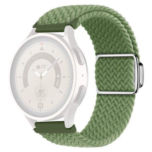 22mm Watch Band for Garmin Forerunner 265 / 255 / Vivoactive 4 / Venu 2 , Nylon Braided Strap with Magnetic Folding Buckle - Cactus Green