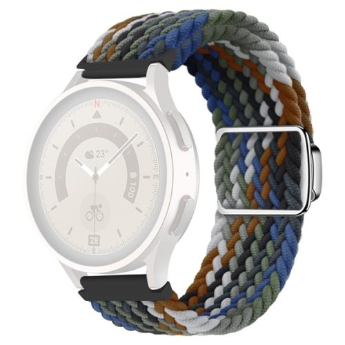 22mm Watch Band for Garmin Forerunner 265 / 255 / Vivoactive 4 / Venu 2 , Nylon Braided Strap with Magnetic Folding Buckle - Colorful Jeans