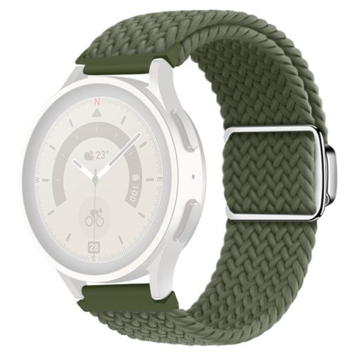 22mm Watch Band for Garmin Forerunner 265 / 255 / Vivoactive 4 / Venu 2 , Nylon Braided Strap with Magnetic Folding Buckle - Dark Olive Green