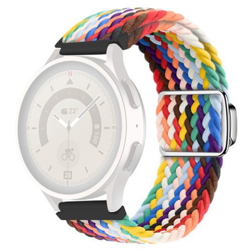 22mm Watch Band for Garmin Forerunner 265 / 255 / Vivoactive 4 / Venu 2 , Nylon Braided Strap with Magnetic Folding Buckle - Official Rainbow