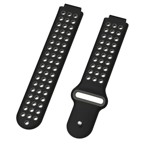 26mm Dual-colors Silicone Watch Strap Band for Garmin Forerunner 735XT/220/230/235/620/630 - Black/Grey