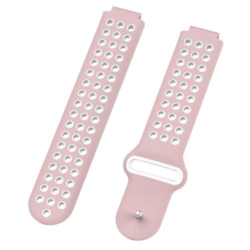 26mm Dual-colors Silicone Watch Strap Band for Garmin Forerunner 735XT/220/230/235/620/630 - Pink/White