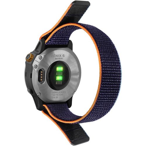 26mm Nylon Watch Band for Garmin Fenix 6X, Adjutable Smart Watch Wrist Strap Replacement - Navy Blue