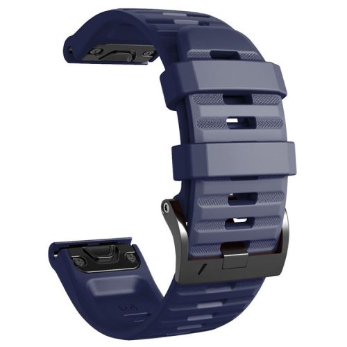 26mm Silicone Band for Garmin Tactix 7 Pro / Fenix 7X / 6X Pro / 5X Plus , Horizontal Stripes Black Buckle Watch Strap - Dark Blue