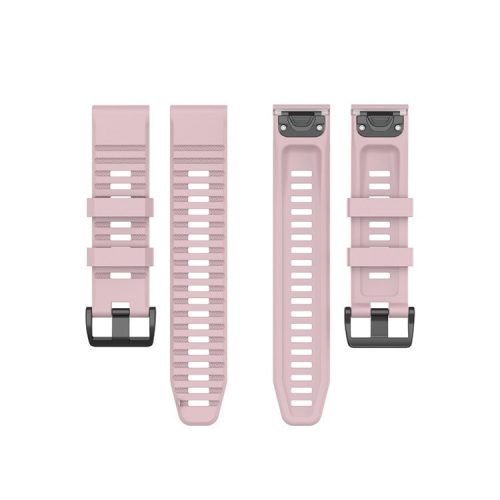 26mm Silicone Sport Watchband with Black Buckle for Garmin Fenix 6X Pro - Deep Pink