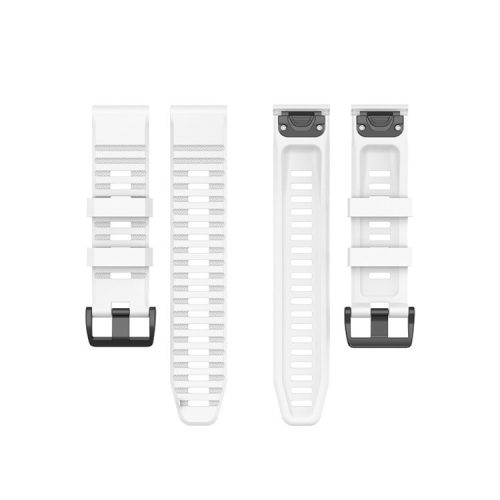 26mm Silicone Sport Watchband with Black Buckle for Garmin Fenix 6X Pro - White