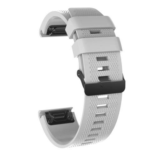 26mm Silicone Watch Band for Garmin Fenix 5X/5X Plus/Fenix 3/3 HR Adjustable Wrist Strap with Black Buckle - Grey