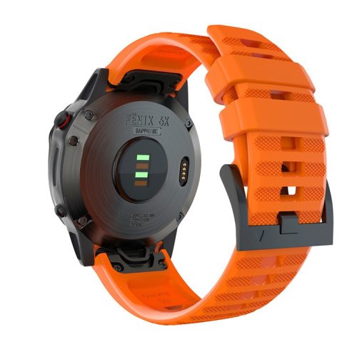 26mm Silicone Watch Strap for Garmin Fenix 7X/6X GPS/ 6X Pro Smart Watch Band Replacement - Orange